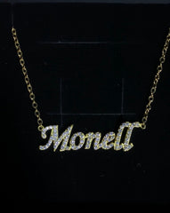 CZ Diamonds - Personalized 925 Sterling Silver Text Necklace