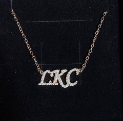 CZ Diamonds - Personalized 925 Sterling Silver Text Necklace