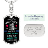 Missing My Trucker - Dog Tag Keychain (For Husband)