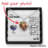 Photo upload heart pendant - Police Husband