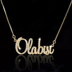CZ Diamonds - Personalized 925 Sterling Silver Text Necklace