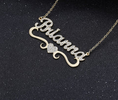 Cz Stone Heart Name Necklace