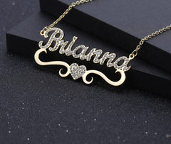 Cz Stone Heart Name Necklace