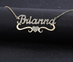 Cz Stone Heart Name Necklace