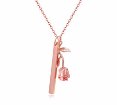 Custom Bar Rose Pendant Necklace Nameplate Date Numbers Necklaces For Women Personalized Jewelry