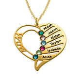 Engraved Family Members Birthstone Necklace