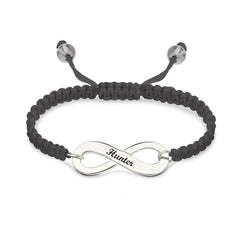 Engraved Silver 925 Infinity Symbol Cord Bracelet