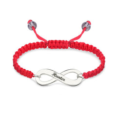 Engraved Silver 925 Infinity Symbol Cord Bracelet
