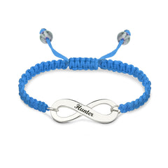 Engraved Silver 925 Infinity Symbol Cord Bracelet
