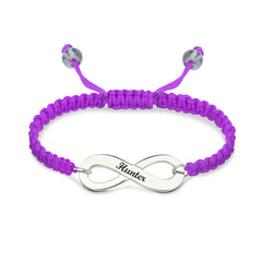 Engraved Silver 925 Infinity Symbol Cord Bracelet