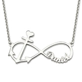 Personalized Infinity Anchor Name Necklace Sterling Silver