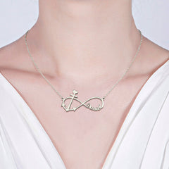 Personalized Infinity Anchor Name Necklace Sterling Silver