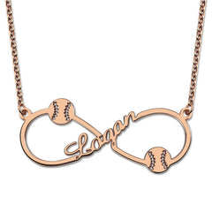 Infinity Baseball Name Necklace Rose Gold