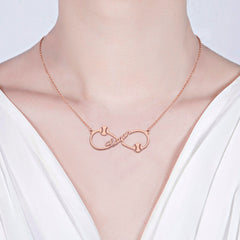 Infinity Baseball Name Necklace Rose Gold