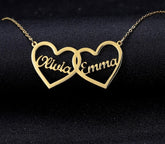 Double Heart Custom Name Necklaces