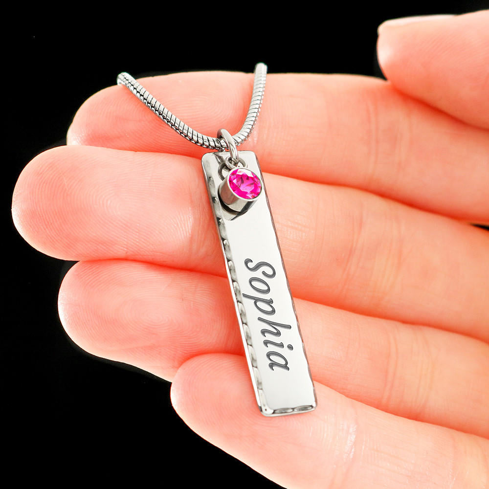 Vertical Bar Name Necklace - To Daughter