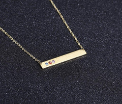 Personalized Birthstone Engraving Bar Necklace