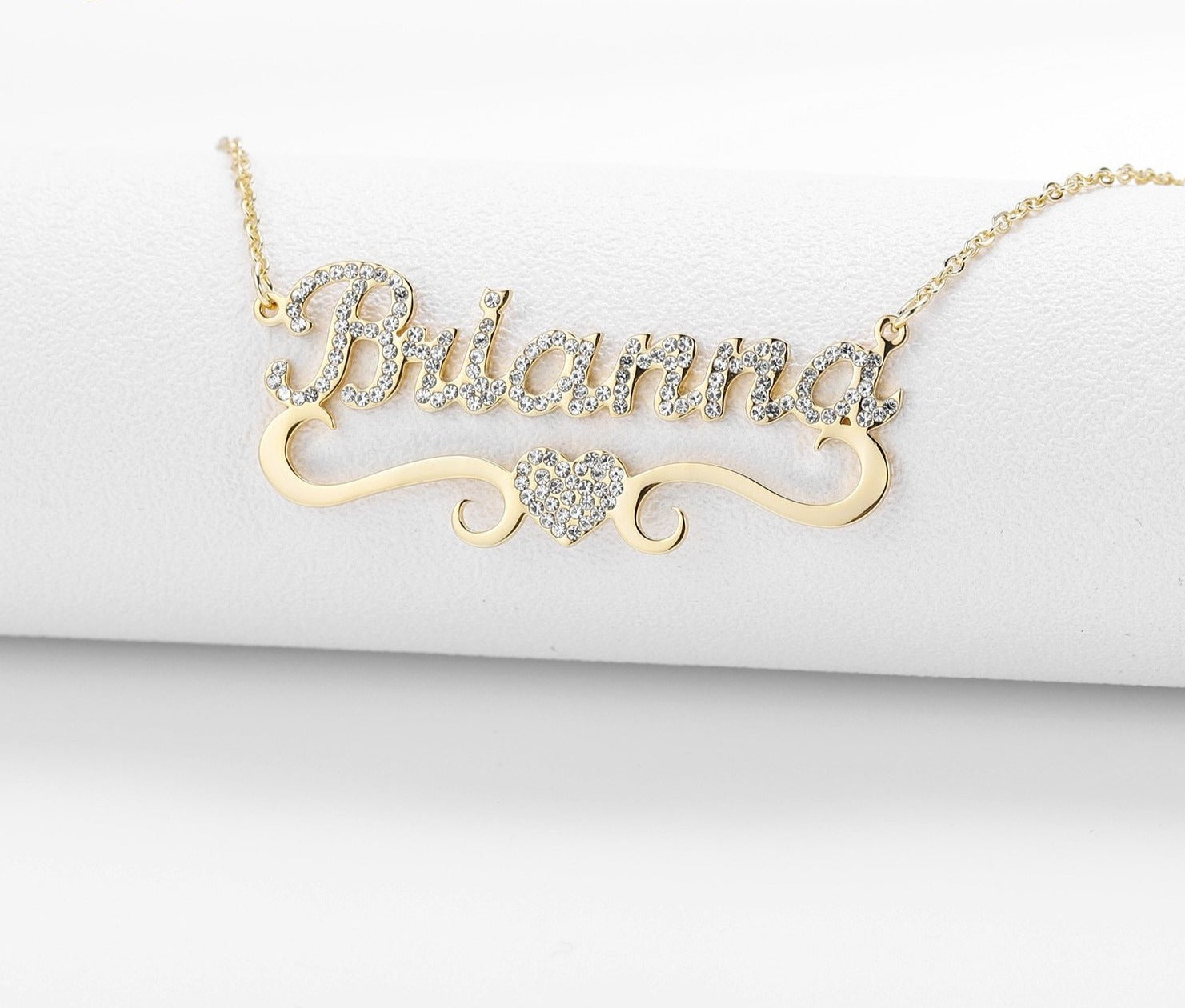 Cz Stone Heart Name Necklace
