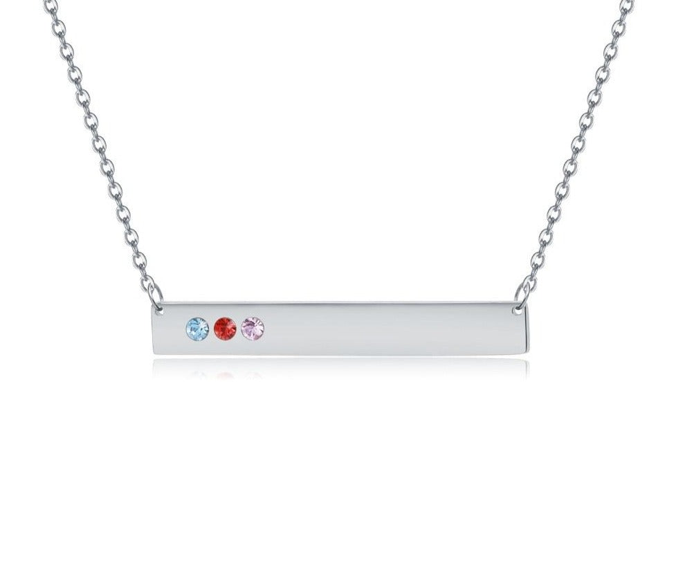 Personalized Birthstone Engraving Bar Necklace