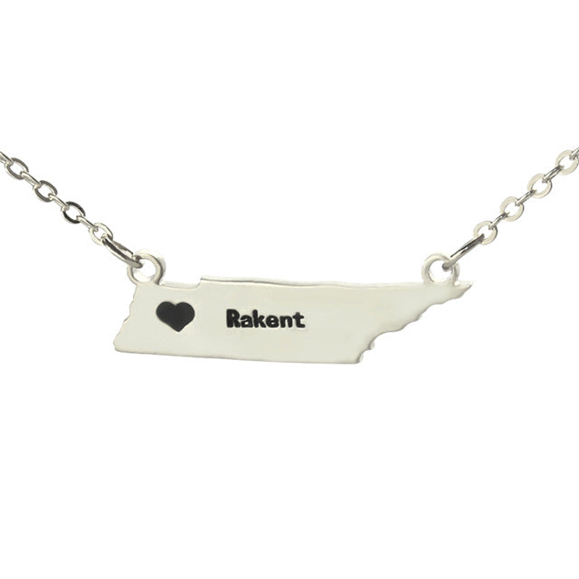 Personalized USA State Necklaces State Shaped
